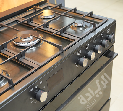 بوتاجاز غاز فري ستاند 90 سم من بيورتي - أسود – 5 شعلات – سعة 120 لتر – أمان كامل – موديل - FRGG9050 BL