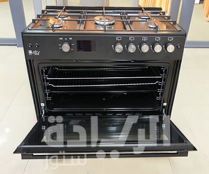 بوتاجاز غاز فري ستاند 90 سم من بيورتي - أسود – 5 شعلات – سعة 120 لتر – أمان كامل – موديل - FRGG9050 BL