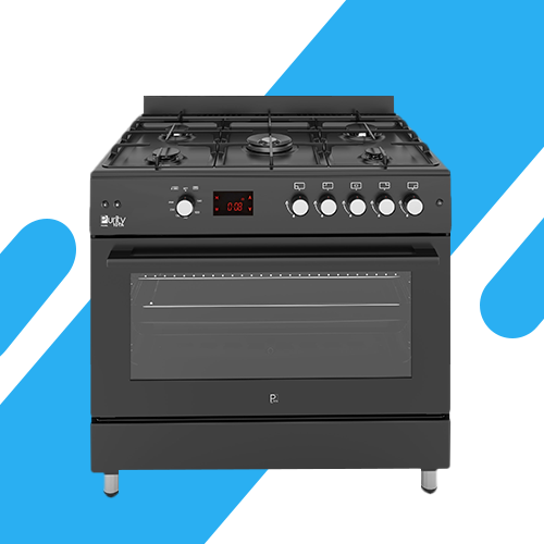 بوتاجاز غاز فري ستاند 90 سم من بيورتي - أسود – 5 شعلات – سعة 120 لتر – أمان كامل – موديل - FRGG9050 BL