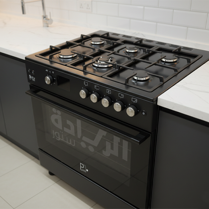 بوتاجاز غاز فري ستاند 90 سم من بيورتي - أسود – 5 شعلات – سعة 120 لتر – أمان كامل – موديل - FRGG9050 BL