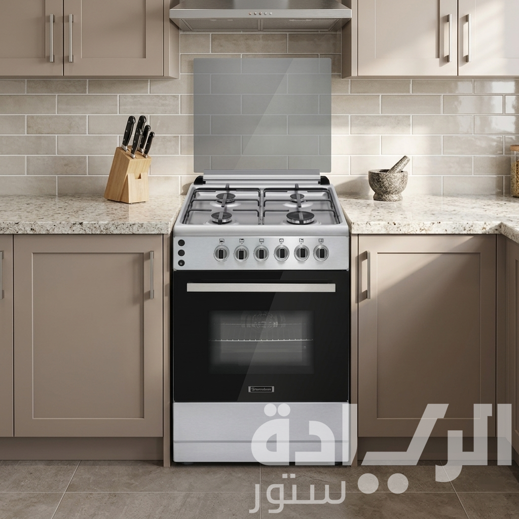 Ecomatic Gas Cooker, 4 Burners - Large Gas Oven 120 Liters - Stainless Steel - Model - FS6104M