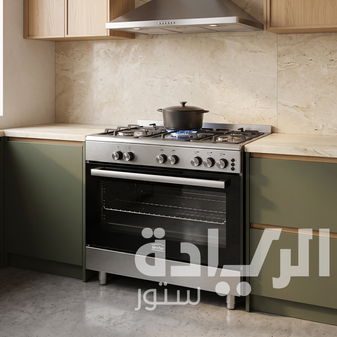 بوتاجاز سيمفر (Simfer) غاز 60×90 سم – 5 شعلات – شعلة ثلاثية ساباف إيطالية – استانلس – موديل FS9060SGM-01