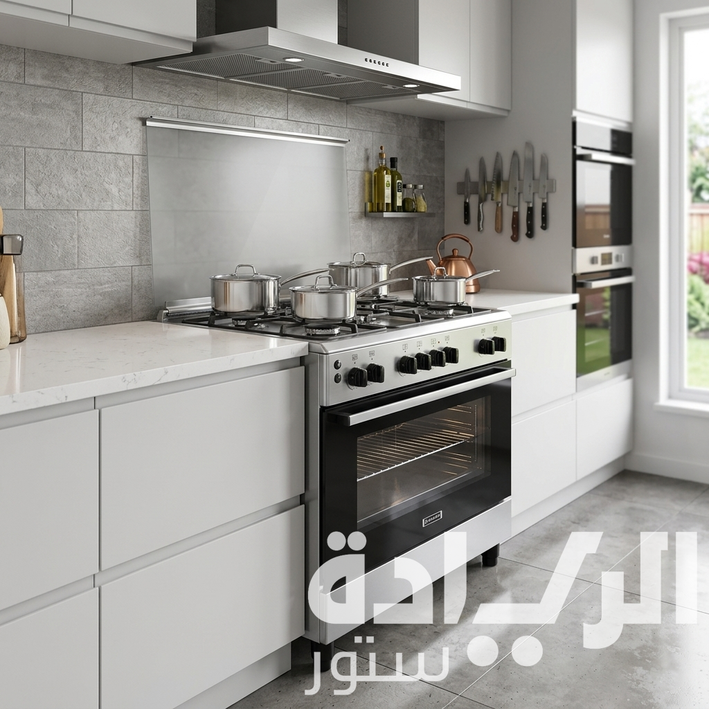 Ecomatic Gas Freestanding Cooker 90cm - 5 Burners - Stainless Steel - Gas Oven and Grill - 120 Liter Capacity - Full Safety - Model - FS9104M