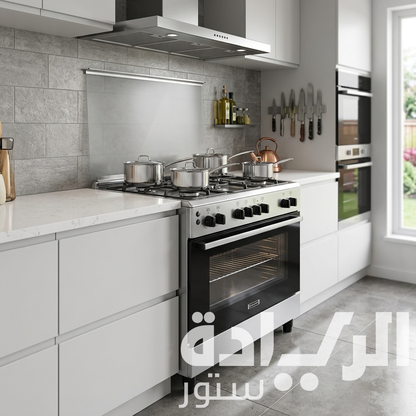 Ecomatic Gas Freestanding Cooker 90cm - 5 Burners - Stainless Steel - Gas Oven and Grill - 120 Liter Capacity - Full Safety - Model - FS9104M