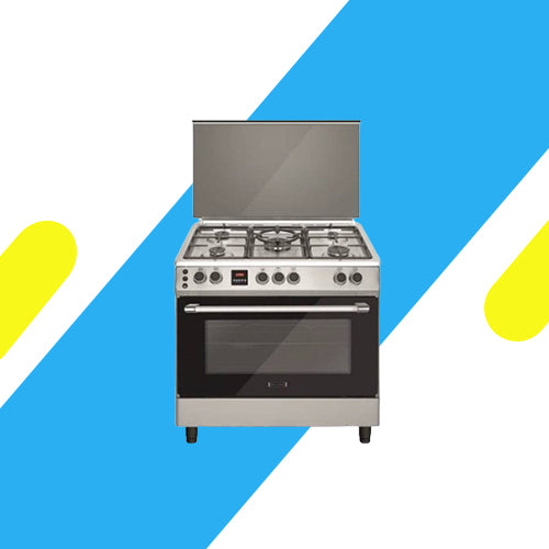 بوتاجاز إيكوماتيك غاز – 90 سم – 5 شعلات – شواية متكاملة – مروحة توزيع حراري – إشعال إلكتروني – موديل – FS9204DC