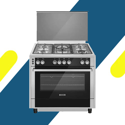 بوتاجاز غاز إيكوماتيك 90 سم غاز مع شواية مروحة غاز – 5 شعلات ساباف – مروحتان وشواية مزدوجة - موديل - FS9404PRO