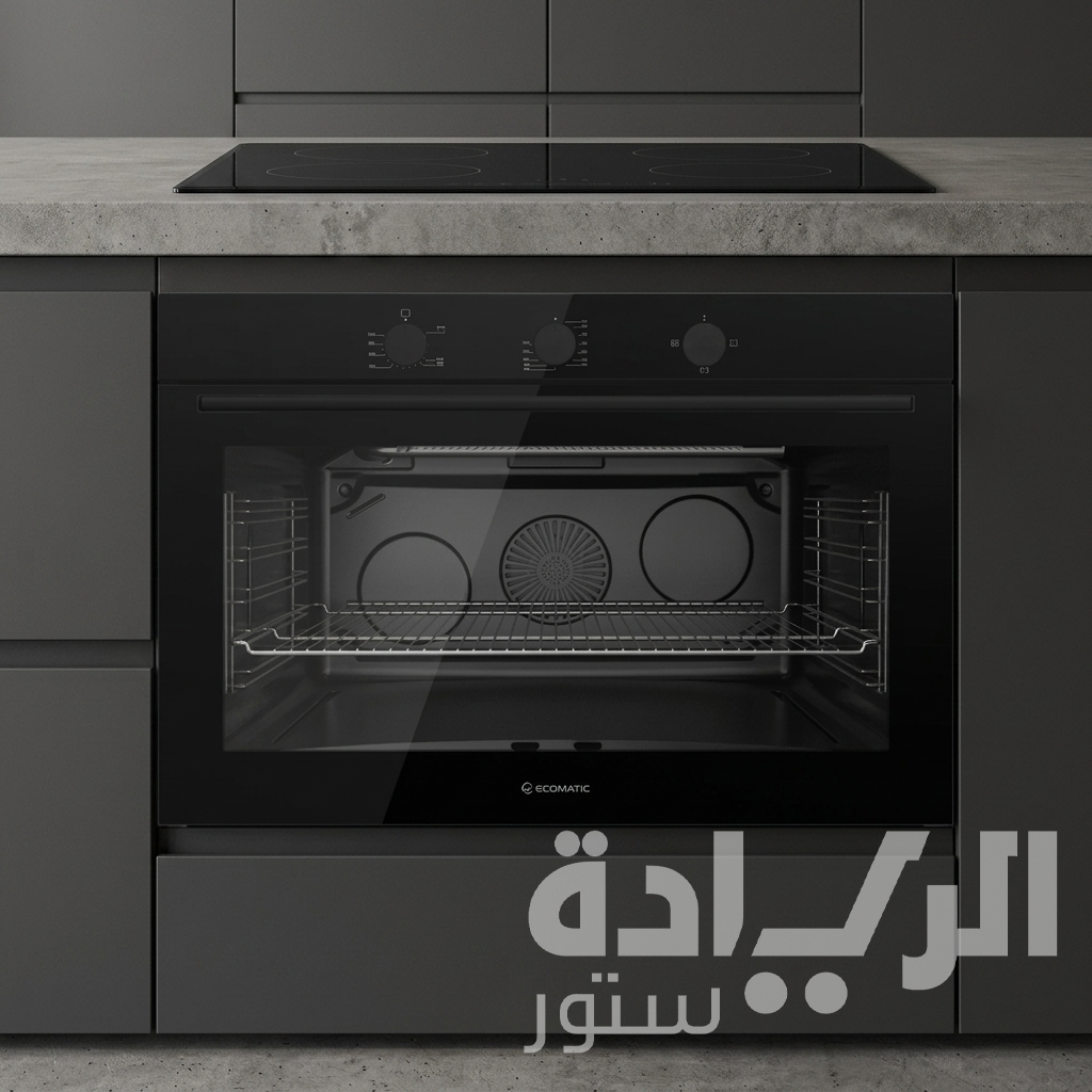 فرن بلت إن إيكوماتيك 90 سم غاز - أسود - استنلس ديجيتال بالمروحة وشواية غاز - سعة 120 لتر - موديل - G9604GT