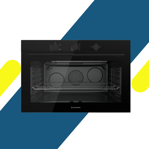 فرن بلت إن إيكوماتيك 90 سم غاز - أسود - استنلس ديجيتال بالمروحة وشواية غاز - سعة 120 لتر - موديل - G9604GT