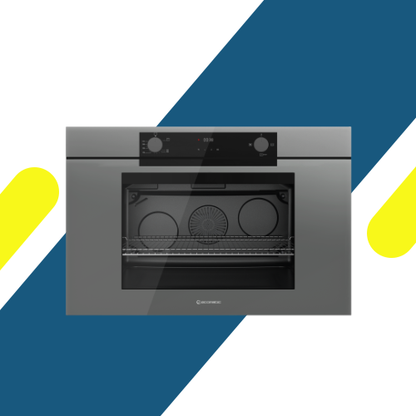 فرن غاز بلت إن إيكوماتيك (Ecomatic) 90 سم كريستال رمادي – G9604PROGR – سعة XXL 120 لتر ديجيتال بالمروحة