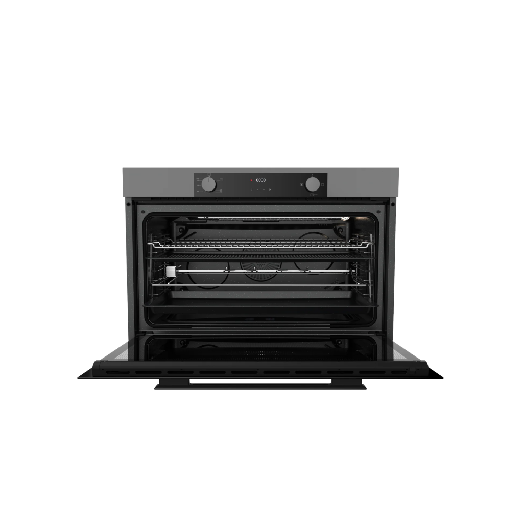 فرن غاز بلت إن إيكوماتيك (Ecomatic) 90 سم كريستال رمادي – G9604PROGR – سعة XXL 120 لتر ديجيتال بالمروحة