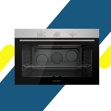 فرن بلت إن إيكوماتيك 90 سم غاز ستانلس مع شواية غاز ومروحة - سعة 120 لتر - إشعال أوتوماتيك - موديل - G9604T