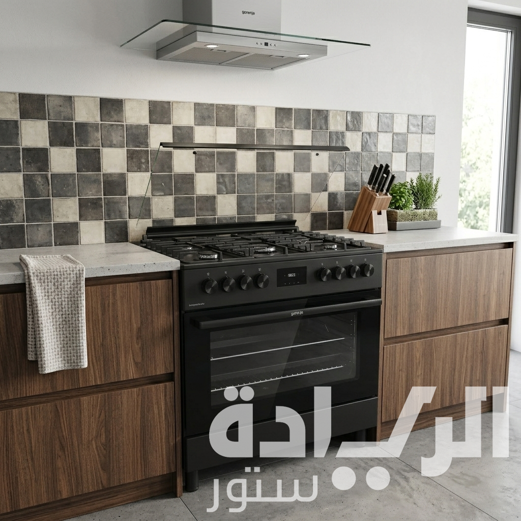 بوتاجاز جورينيا 5 شعلة 90 سم (GGI9C20B) – أسود، قلاية هوائية، وتنظيف ذاتي