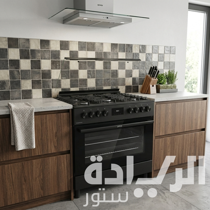 بوتاجاز جورينيا 5 شعلة 90 سم (GGI9C20B) – أسود، قلاية هوائية، وتنظيف ذاتي