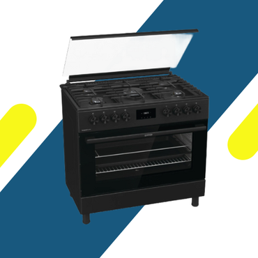 بوتاجاز جورينيا 5 شعلة 90 سم (GGI9C20B) – أسود، قلاية هوائية، وتنظيف ذاتي