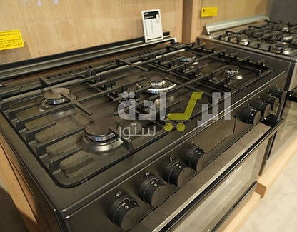بوتاجاز جورينيا 5 شعلة 90 سم (GGI9C20B) – أسود، قلاية هوائية، وتنظيف ذاتي