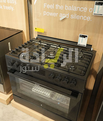 بوتاجاز جورينيا 5 شعلة 90 سم (GGI9C20B) – أسود، قلاية هوائية، وتنظيف ذاتي