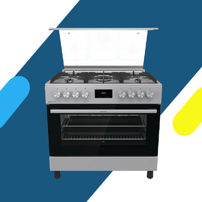 بوتاجاز جورينيا غاز فري ستاند استانلس ستيل 90×60 سم – 5 شعلات – مروحة – موديل – GGI9C20X