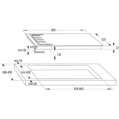 بوتاجاز بلت إن غاز جورينيا 90 سم – 5 شعلات – تصميم أسود أنيق – موديل – GW951MB