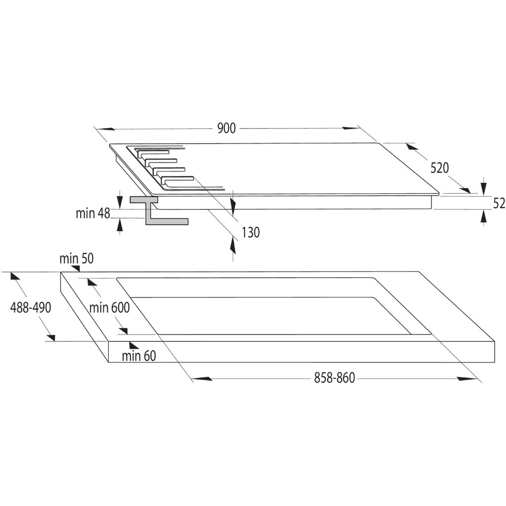 مسطح بلت إن غاز جورينيا استانلس ستيل 90 سم – إشعال ذاتي – سطح سهل التنظيف – موديل – GW9C51X