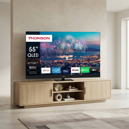 شاشة طومسون (Thomson) 55 بوصة سمارت 4K ورسيفر داخلي ونظام Google TV – موديل 3820907