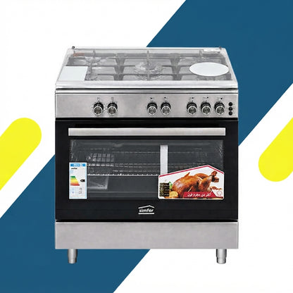 Simfer Gas Cooker 60x90 cm - 5 Italian Burners - Model PF9060SGI-01