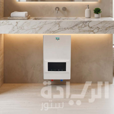 سخان مياه فوري فلايون (FLYON) جولد 13.5 كيلووات بمكونات يابانية مع ريموت كنترول وشاشة تاتش رقمية – أبيض – موديل Gold 13.5KW-White