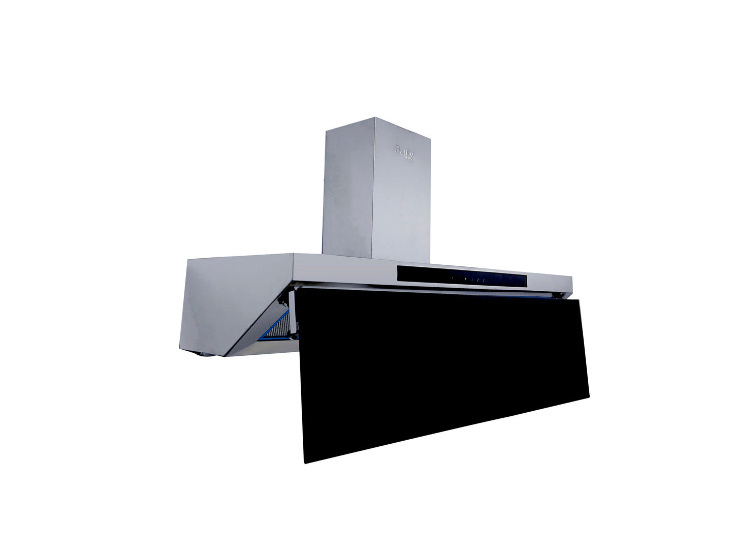 شفاط مطبخ ديكوري 60 سم بيورتي بشريطة زجاجية سوداء – قوة شفط 600 م3/س – إضاءة ليد – تحكم تاتش – موديل –  GOLDEN SOFTO 60cm