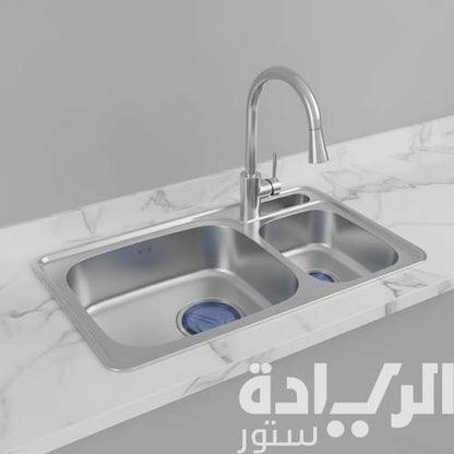 حوض مطبخ بيورتي - ستانلس ستيل مقاس - 87×48 سم - موديل Golden Purity 870