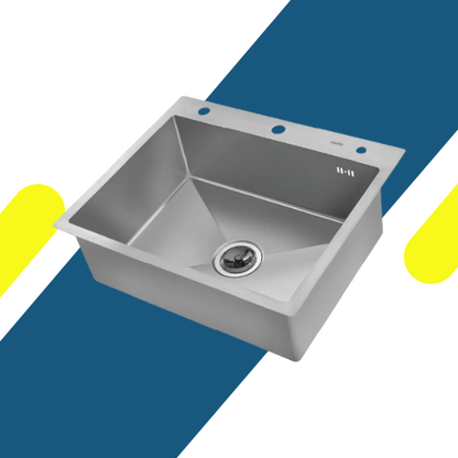 حوض مطبخ ستانلس ستيل 304 مقاس 61×51×20 سم بسُمك 2.5/0.8 مم – موديل – H-61-51