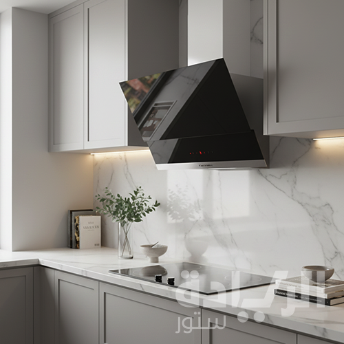 شفاط مطبخ إيكوماتيك 60 سم بزاوية مائلة – كريستال أسود – قوة شفط 1000 م³/ساعة – H6110MRTX