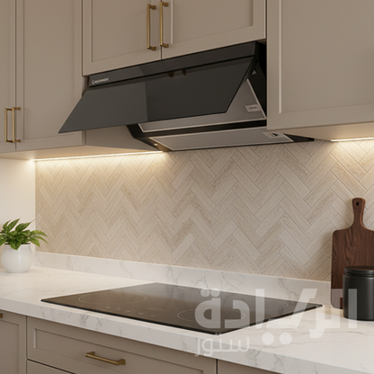 شفاط مطبخ مسطح ايكوماتيك ديكوري 60×35 سم كريستال أسود قوة شفط 500 م³/ساعة - H6205GLB