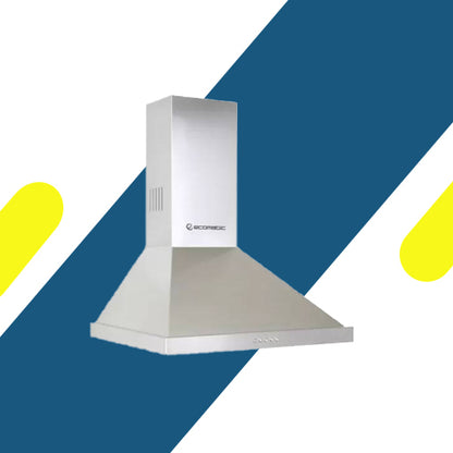 شفاط مطبخ هرمي إيكوماتيك 60 سم ستانلس ستيل تصميم هرمي قدرة شفط 650 م³/ساعة - موديل – H6206AB