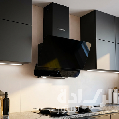 Ecomatic 60cm Black Crystal Angled Decorative Cooker Hood - 1000 m³/h Suction Power – Touch and Remote Control – H6210FAT