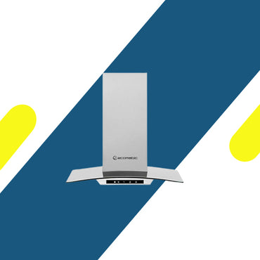 شفاط مطبخ إيكوماتيك مدمج 60 سم بتصميم منحني فضي بقوة شفط 1000 م³/الساعة - H6210KGTX