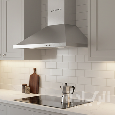 شفاط مطبخ هرمي إيكوماتيك 60 سم ستانلس ستيل – قوة شفط 750 م³/ساعة – فلتر معدني + كربون – H6307B