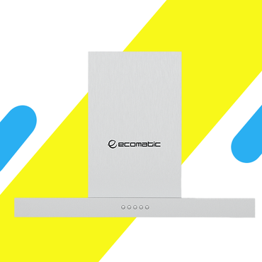 شفاط ديكوري إيكوماتيك 60 سم حرف T ستانلس ستيل – قوة شفط 750 م³/ساعة – فلتر معدني + كربون – H6307TB