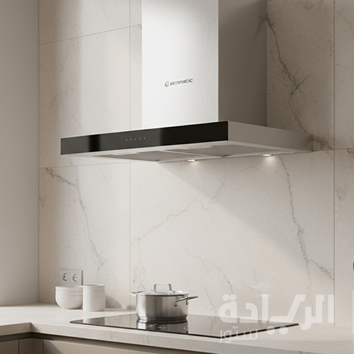 شفاط ديكوري إيكوماتيك 60 سم حرف T ستانلس ستيل – ريموت كنترول – قوة شفط 850 م³/ساعة – H6308TT