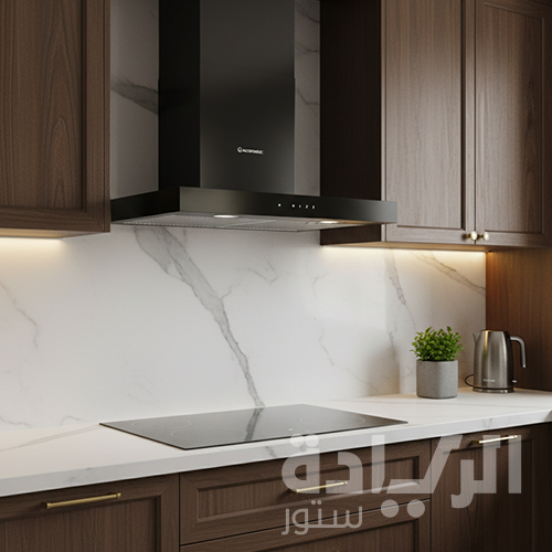 شفاط ديكوري إيكوماتيك 60 سم حرف T أسود – ريموت كنترول – قوة شفط 850 م³/ساعة – H6308TTBK