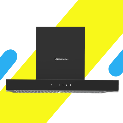 شفاط ديكوري إيكوماتيك 60 سم حرف T أسود – ريموت كنترول – قوة شفط 850 م³/ساعة – H6308TTBK