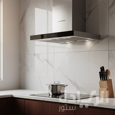 شفاط ديكوري إيكوماتيك – 60 سم حرف T فضي، قوة شفط 1000 م³/ساعة، 3 سرعات + ريموت + CleanAir - H6310TT