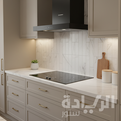 شفاط ديكوري إيكوماتيك – 60 سم حرف T أسود، قوة شفط 1000 م³/ساعة، 3 سرعات + ريموت + CleanAir - H6310TTBK