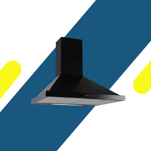 شفاط مطبخ هرمي إيكوماتيك 90 سم أسود زجاجي قدرة شفط 650 م³/ساعة - موديل – H66BKB