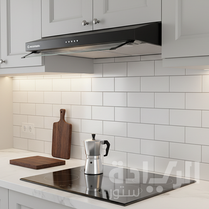 شفاط مطبخ إيكوماتيك 60 سم فلات استانلس ستيل – 2 موتور – 3 سرعات – قوة شفط 650 م³/س – موديل - H66NFFBK