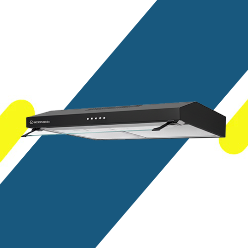 شفاط مطبخ إيكوماتيك 60 سم فلات استانلس ستيل – 2 موتور – 3 سرعات – قوة شفط 650 م³/س – موديل - H66NFFBK