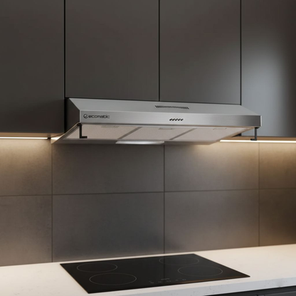 شفاط مطبخ إيكوماتيك 60 سم فلات استانلس ستيل – 2 موتور – 3 سرعات – قوة شفط 650 م³/س – موديل - H66NFF