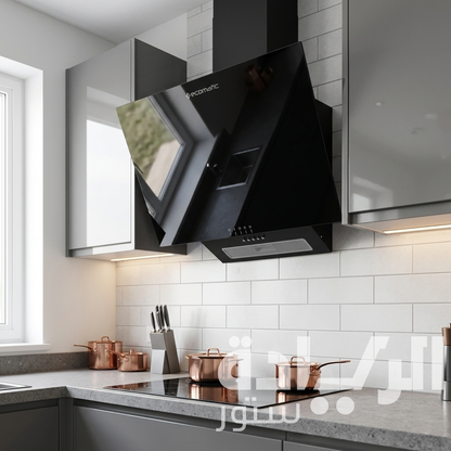 Ecomatic H66ZB 60cm Decorative Built-in Extractor Hood, Black Crystal and Stainless Steel, 650 m³/h Suction Power