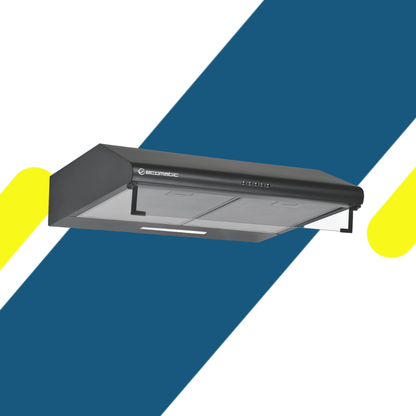 شفاط مطبخ إيكوماتيك (Ecomatic) فلات أسود 80 سم 2 موتور قوة 650 م³/ساعة – موديل H86NCFBK