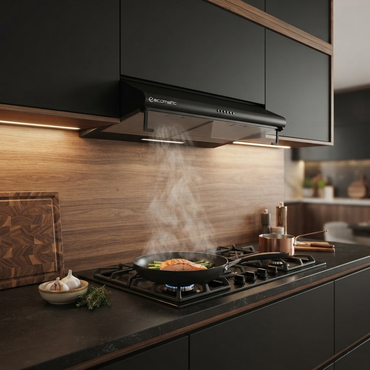 شفاط مطبخ إيكوماتيك (Ecomatic) فلات أسود 80 سم 2 موتور قوة 650 م³/ساعة – موديل H86NCFBK