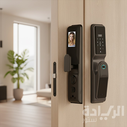 قفل باب ذكي إلكتروني هانز بأبعاد 408×80×60 مم - فتح ببصمة/بطاقة/كلمة مرور - معدن ألومنيوم - موديل - H8