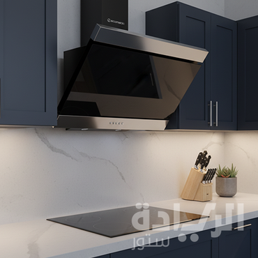 شفاط مطبخ إيكوماتيك 90 سم ديكوراتيف – كريستال أسود × إستانلس – 3 سرعات – قوة شفط 1000 م³/س – موديل - H910EB
